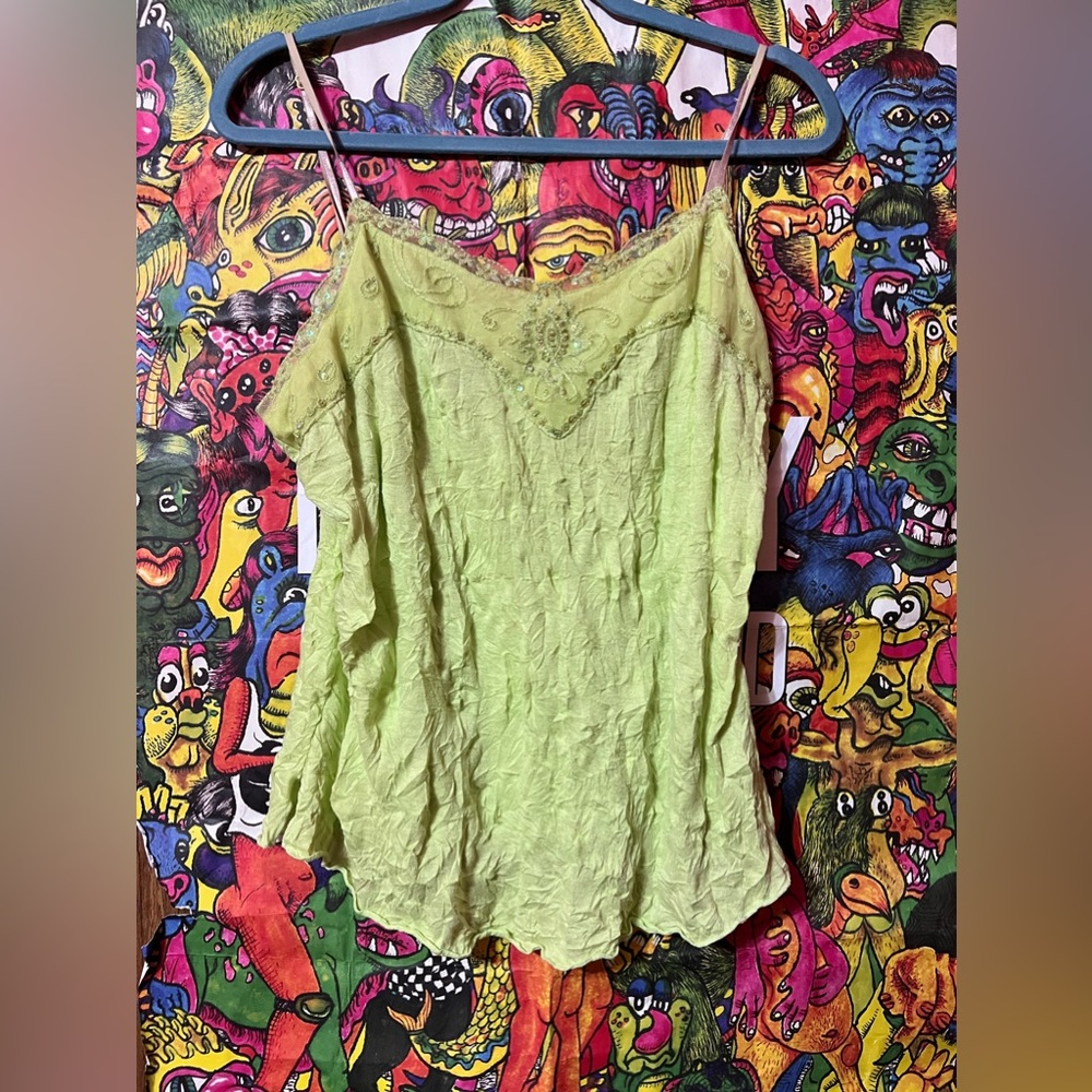Green beaded xhilaration, extra large top
